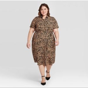 Ava &Viv Leopard Collared Button down dress